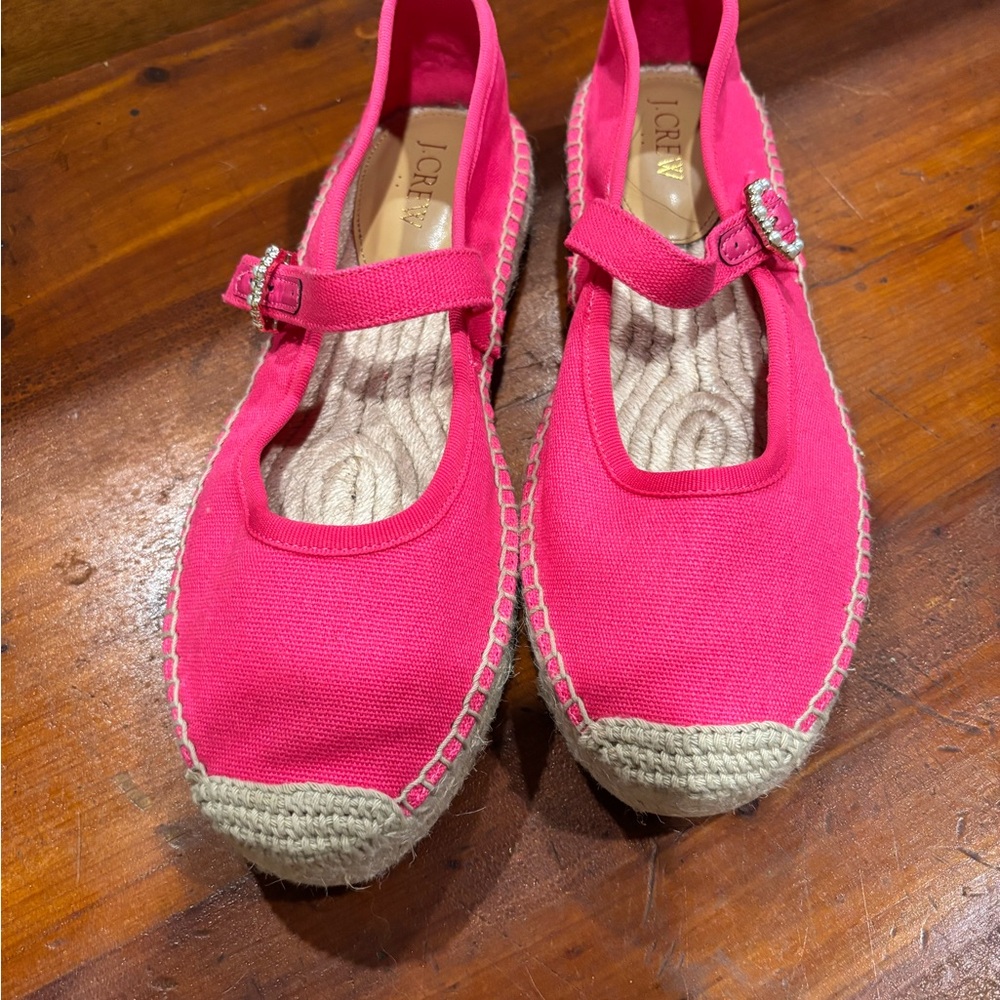 J. Crew Pink Espadrille Slip-Ons with Jute Sole